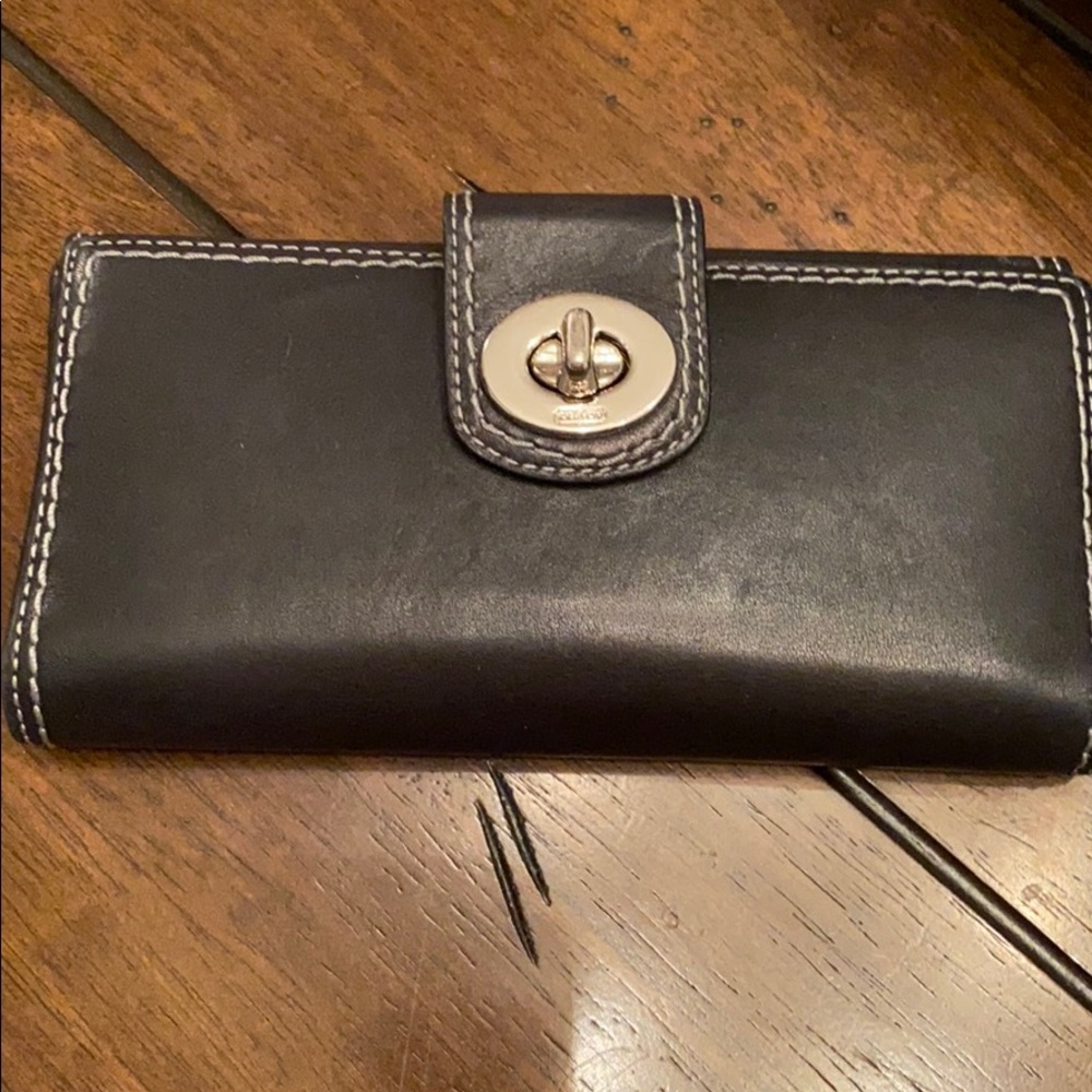 Black leather coach wallet